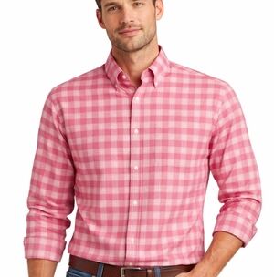 Brooks Brothers Regent Fit Mens XL Dusty Coral Plaid Non-Iron Button Down 1818